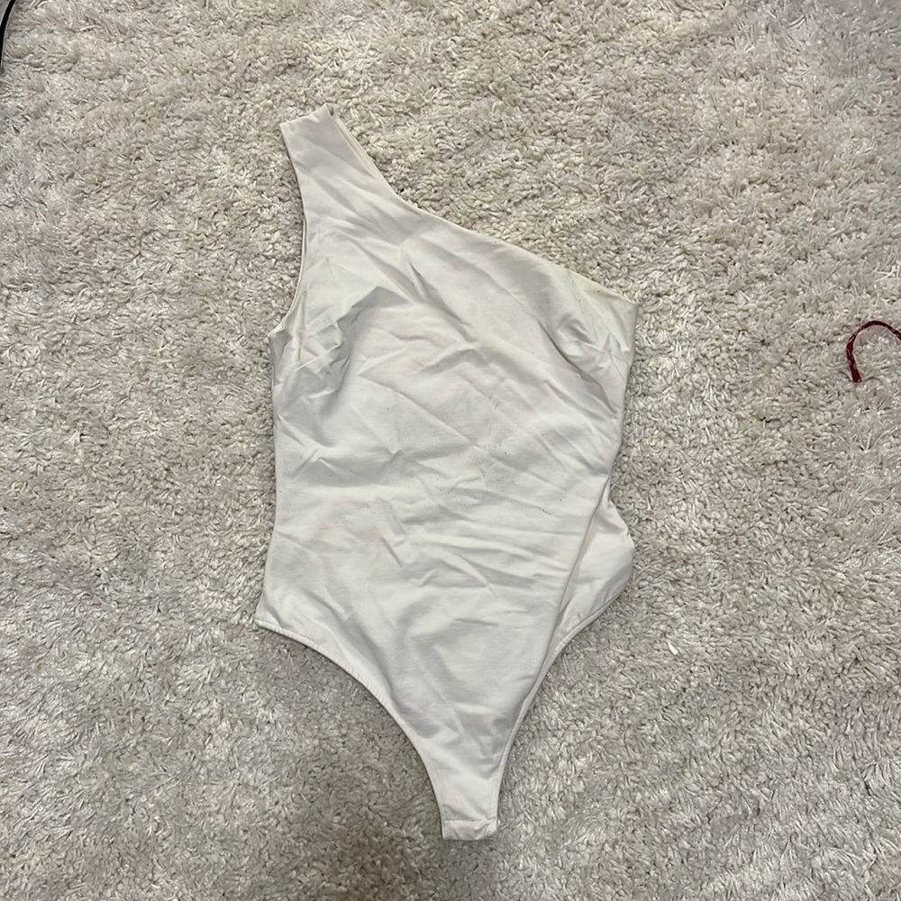 White free people one shoulder bodysuit